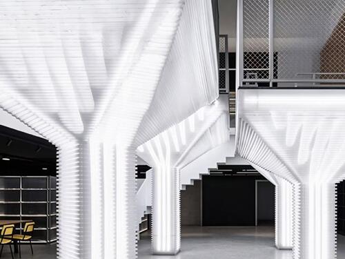 Load-Bearing Column Renovation · Frosted Acrylic Glowing Column 