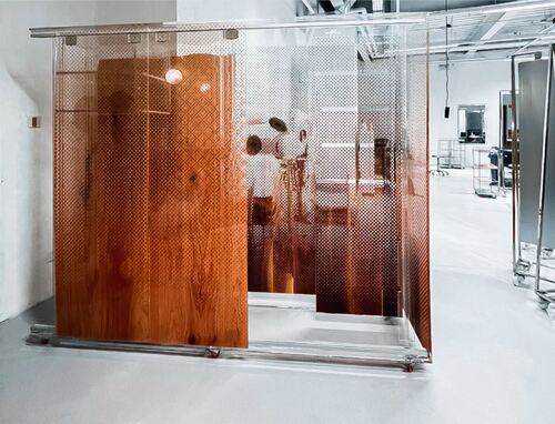 JAFFA Custom Movable Acrylic Textured Display Cabinet | Commercial Space Soft Decoration Installation Case