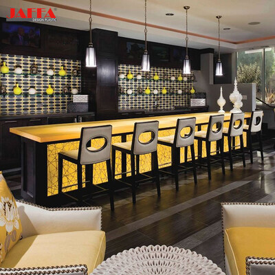 Harga yang pantas Custom Luminous Plexiglass Bar Counter Custom Resin Glass Reception Bar on line