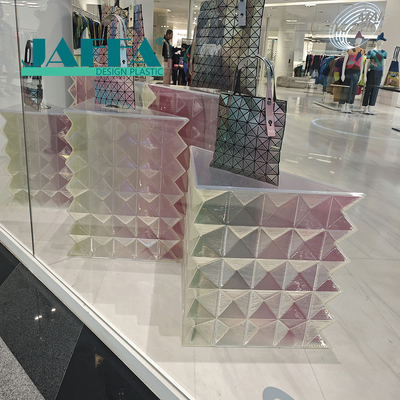 Bom preço JAFFA Custom Acrylic Store Display Pedestal, Gradient Geometric Pattern Stand, Luxury Acrylic Platform para lojas de vestuário e bolsas em linha