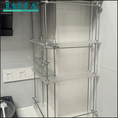 Guter Preis JAFFA Custom Acrylic Kitchen Schmaler Lagerrack, mehrschichtiges Regal mit Edelstahlpfeilen, multifunktionale Lagereinheit für Schrank/Schreibtisch online