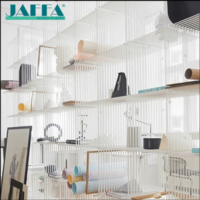 Buon prezzo JAFFA Custom Acrylic Frosted Vertical Strip Display Cabinet, Modular Full-Wall Rack, Luxury Semi-Transparent Artistic Storage Shelf in linea