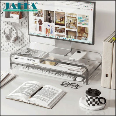 Καλή τιμή JAFFA Custom Acrylic Monitor Riser, Διαφανής Οργανωτής Επιφάνειας Εργασίας, Ανυψωμένη Βάση για Οθόνη & Αποθήκευση Γραφείου on-line