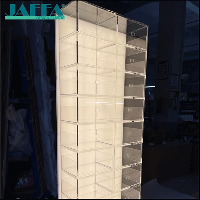 Bom preço JAFFA Display Case Personalizado em Acrílico Iluminado, Vitrine Transparente LED com Múltiplos Níveis, Organizador em Acrílico para Figuras e Colecionáveis em linha