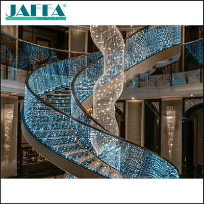 Buen precio Barandilla de escalera de caracol acrílica personalizada JAFFA con estrellas, balaustrada de arte de diamantes estrellados, pasamanos de lujo para hoteles y mansiones de alta gama en línea