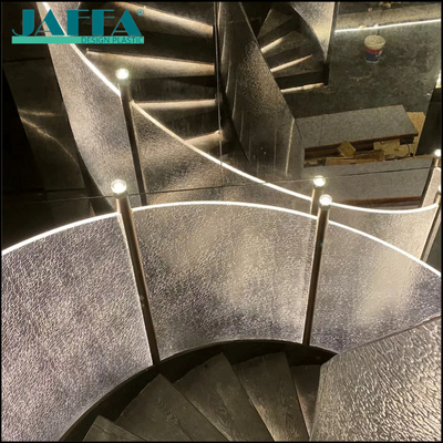 قیمت مناسب JAFFA Custom Luxury Water Ripple Acrylic Stair Railing، بالوسترای منحنی پله با چراغ های LED، ریلینگ هنری برای اقامتگاه های پیشرفته و هتل ها برخط