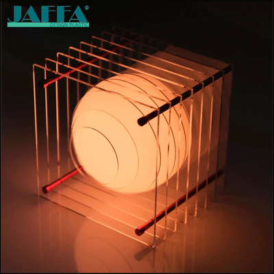 Bon prix Lumière de nuit de cage géométrique acrylique personnalisée JAFFA, Lumière ambiante à anneau de dégradation, Lampe de décoration minimaliste pour chambre et bureau en ligne