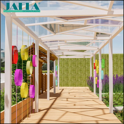 Buen precio Corredor de refugio para lluvia de acrílico de colores personalizados, instalación colgante de anillos de gradiente, turismo cultural al aire libre, ocio Corredor de sombrillas en línea