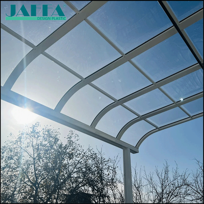 Good price JAFFA Custom White Curved Acrylic Canopy, High-Clarity Lighting Sunshade, Outdoor Polycarbonate Canopy for Villa/Courtyard online