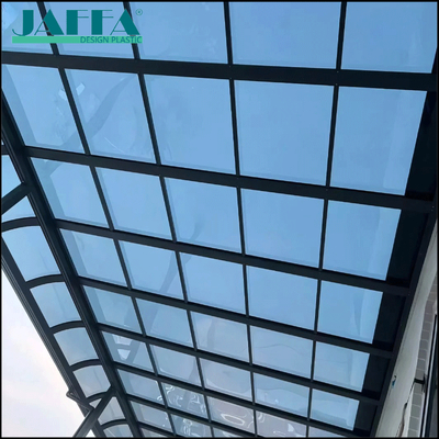 Harga yang pantas Kanopi Pencahayaan Akrilik Kustom Luar Ruangan JAFFA, Atap Sunshade Polikarbonat Kejernihan Tinggi, Atap Kaca Koridor Villa/Komersial on line