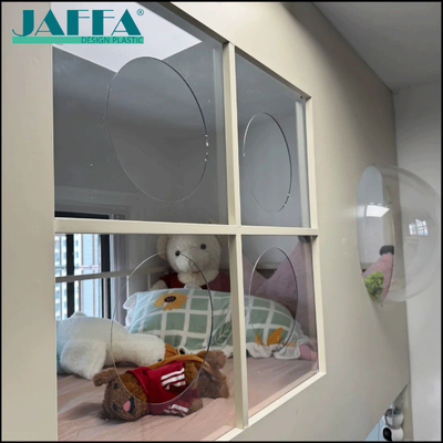 Bom preço Janela de quarto acrílica personalizada, janela decorativa redonda semitransparente, janela de divisória para quarto de crianças / hospedagem em linha