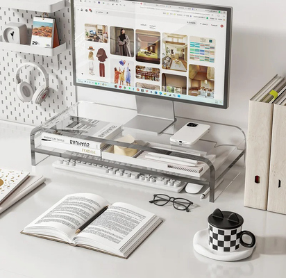 ราคาดี Acrylic Minimalist Monitor Riser การแสดงความเรียบร้อยในโต๊ะทํางานที่ทันสมัย ออนไลน์