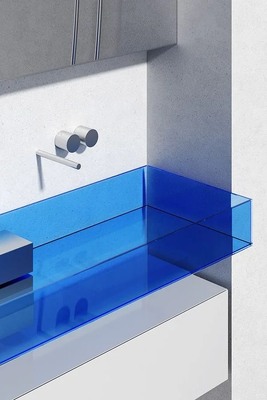 Buon prezzo Lavabo da bagno in acrilico colorato personalizzato JAFFA, elemento di design minimalista per bagni moderni in linea