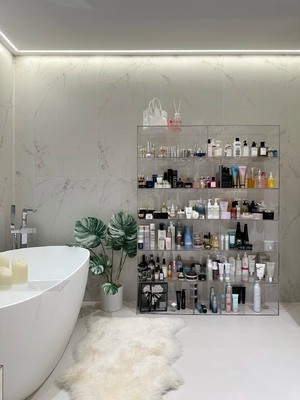 Bom preço Organizador de Cuidados com a Pele em Acrílico Transparente JAFFA Personalizado para Banheiros de Luxo Modernos em linha