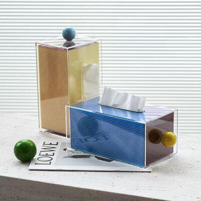 Buon prezzo JAFFA Scatola Porta fazzoletti in Acrilico a Blocchi di Colore a Scacchi Personalizzata in linea