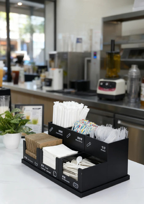 Bom preço JAFFA Custom Acrílico Metal Café Condimento Organizador Estação de Serviço Modular Para Espaços Comerciais em linha