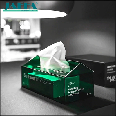Harga yang pantas JAFFA Custom Acrylic House-Shaped Tissue Box, Luxury Gradient Green Transparent Tissue Holder, Minimalis Desktop Storage Box untuk ruang tamu on line