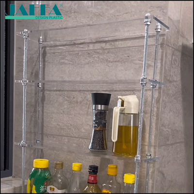 Giá tốt Kệ bếp dài bằng acrylic tùy chỉnh JAFFA, Giá đựng gia vị treo tường có thể điều chỉnh độ cao, Đơn vị lưu trữ đa chức năng cho phòng tắm & nhà bếp trực tuyến