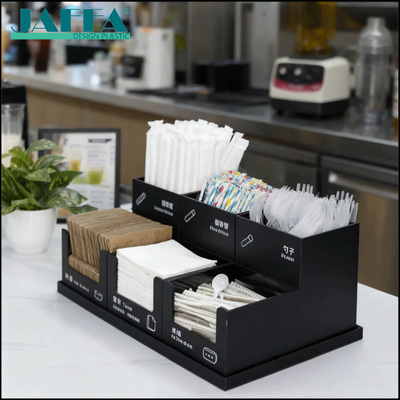 İyi fiyat JAFFA Özel Akrilik Tezgah Küçük Eşya Düzenleyici, Modüler Bar Saklama Rafı, Kafe/Bubble Tea Dükkanı İçin Çok Bölmeli Peçete ve Pipet Saklama Kutusu çevrimiçi