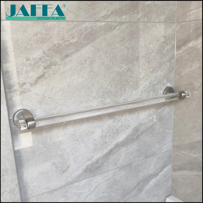 Хорошая цена JAFFA Custom Acrylic Long Towel Bar, Прозрачная стойка для полотен для ванной комнаты, роскошный стенный держатель с основанием из нержавеющей стали для ванной комнаты онлайн