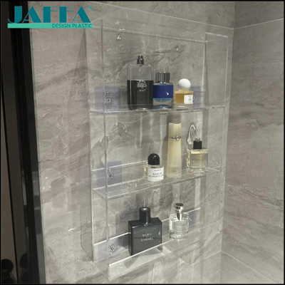 Buen precio JAFFA Organizador de baño acrílico personalizado montado en la pared, estantería transparente de múltiples niveles, estante de visualización para perfumes / cuidado de la piel / artículos de tocador en el baño en línea