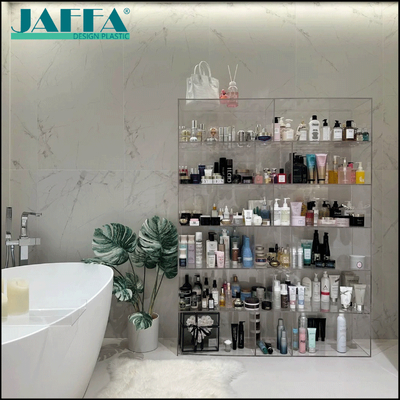 अच्छा मूल्य JAFFA कस्टम ऐक्रेलिक बड़ा बाथरूम कैबिनेट, फ्लोर-स्टैंडिंग मल्टी-टियर टॉल शेल्फ, स्किनकेयर, परफ्यूम और कॉस्मेटिक्स के लिए फुल-वॉल डिस्प्ले रैक वॉशरूम में ऑनलाइन
