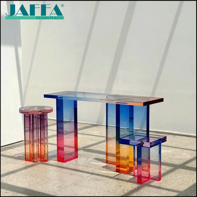 Bon prix JAFFA Ensemble Table et Chaise en Acrylique Personnalisé, Meubles en Acrylique Transparent Arc-en-ciel Dégradé, Table et Chaises Décoratives Modernes de Luxe pour Salon et Bureau en ligne