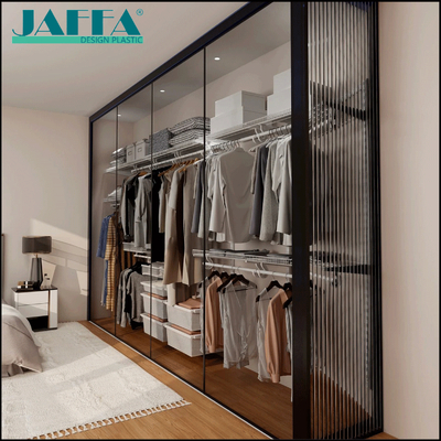 Bom preço Armazenamento transparente de acrílico personalizado JAFFA, porta de vidro de borda estreita, armário de entrada, armário de armazenamento de acrílico de altura total para quarto em linha