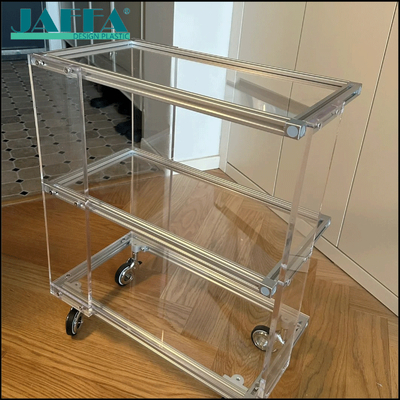 Dobra cena JAFFA Custom Acrylic 3-tier Rolling Cart, Przejrzysty mobilny wózek z książkami, kołowa półka do przechowywania książek i dokumentów w domu i biurze online