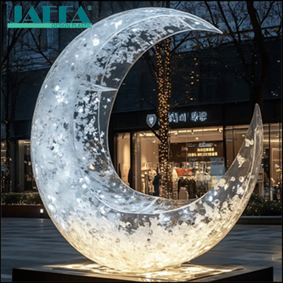 Giá tốt JAFFA Trang trí nghệ thuật ngoài trời bằng acrylic tùy chỉnh, Lắp đặt trăng lưỡi liềm có đèn chiếu sáng, Tác phẩm điêu khắc ánh sáng bằng acrylic cho Phố thương mại & Quảng trường văn hóa trực tuyến