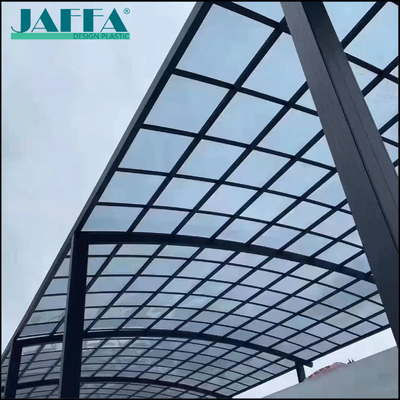 Bon prix JAFFA Canopy acrylique courbe personnalisée, ombre solaire en polycarbonate de haute clarté, canopy d'éclairage extérieur pour villa/usage commercial en ligne
